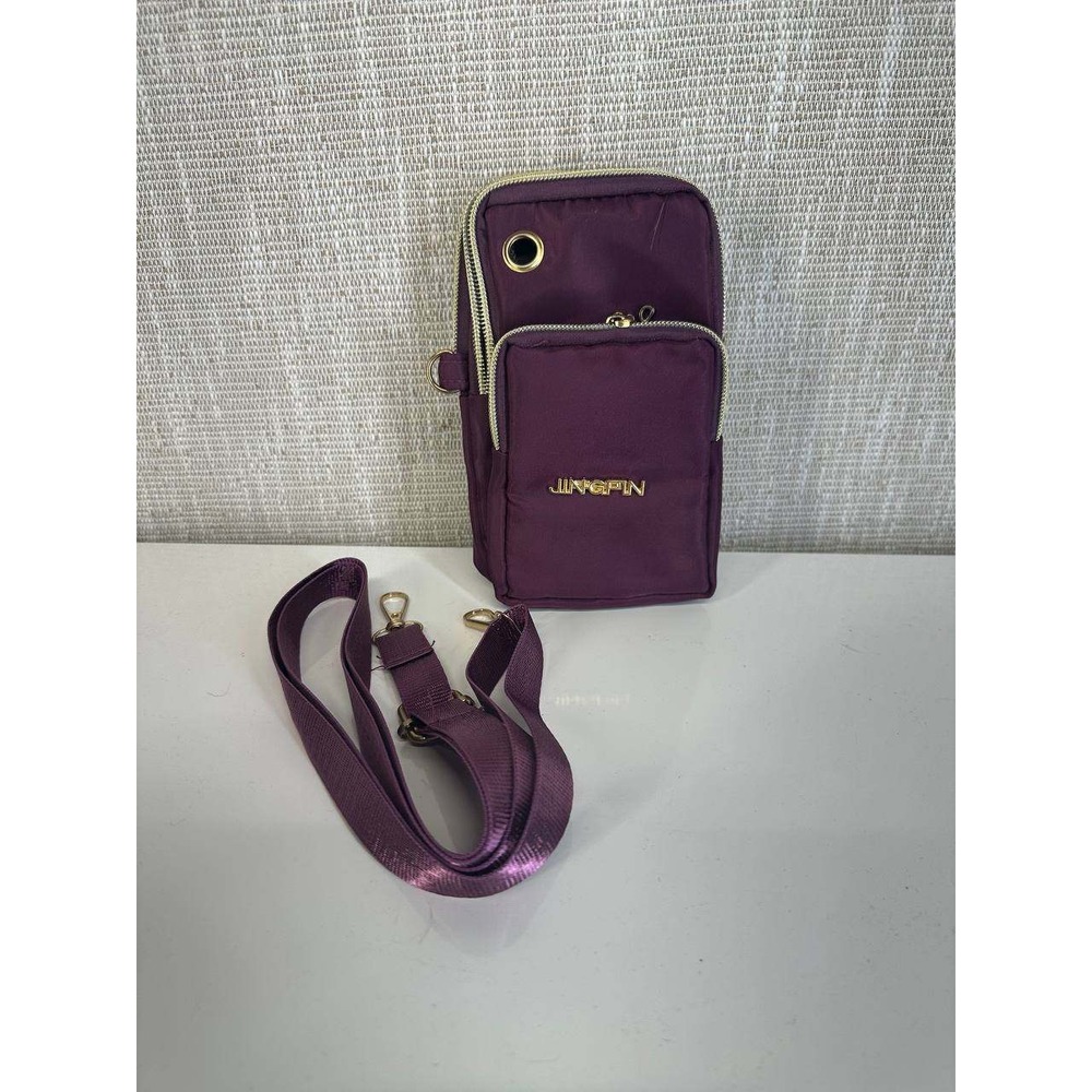 Purple Nylon Multi Zip Crossbody Bag Gold Tone Hardware 053 (27)